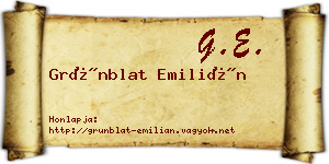 Grünblat Emilián névjegykártya